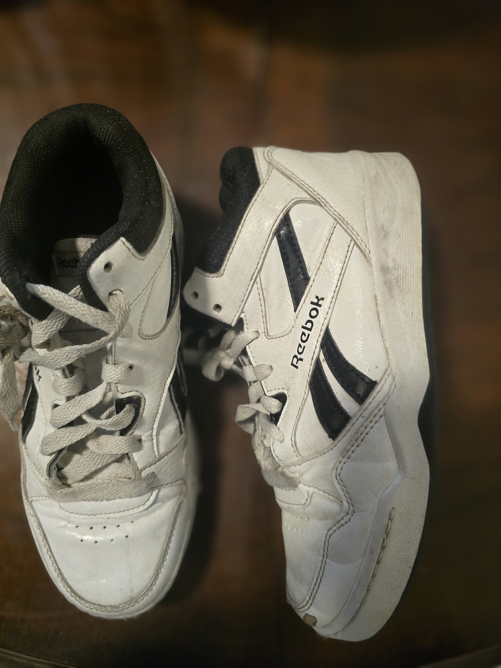 white and black Reebok Royal BB4500 Hi2 high-top sneakers